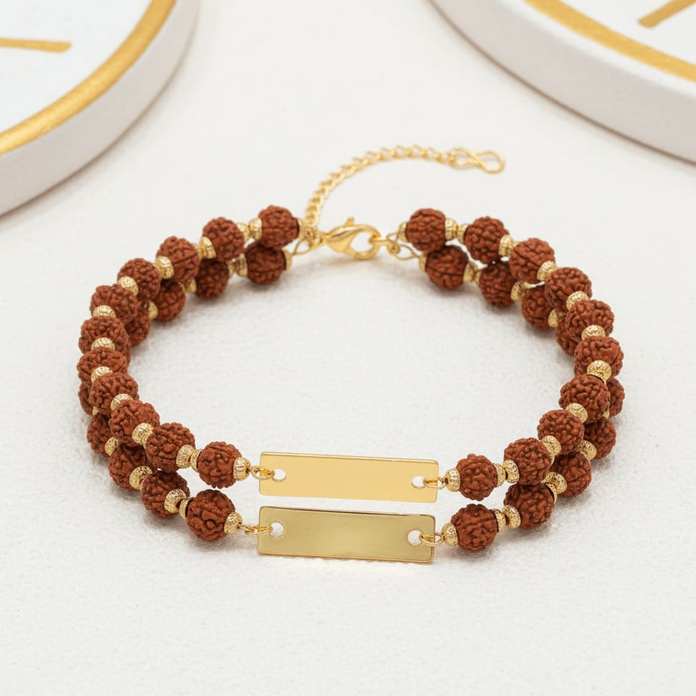 Rudraksha metal engraving rakhi